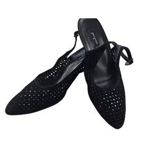Paul green size 6 G (wide) suede sling back pointed toe pumps black formal